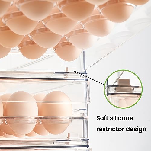 24 Capacity Egg Holder for Refrigerator Organizer Bins, BPA Free Egg Storage Container with Non-Slip Pads, Space-Saving Egg Tray for Fridge Drawer - color: 1 Pack-Clear