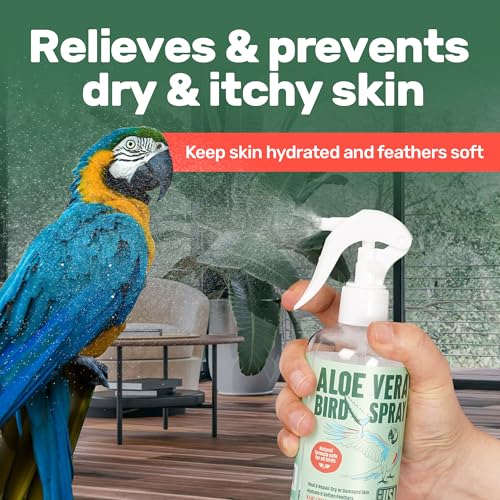 Aloe Vera Bird Spray - 8.5oz/251mL - [Made in USA] - Non-Toxic Bird Bath Relieves Dry/Itchy Skin & Softens Feathers - Safe & Effective for All Birds - Promote Healthy Plumage - Odor-Free