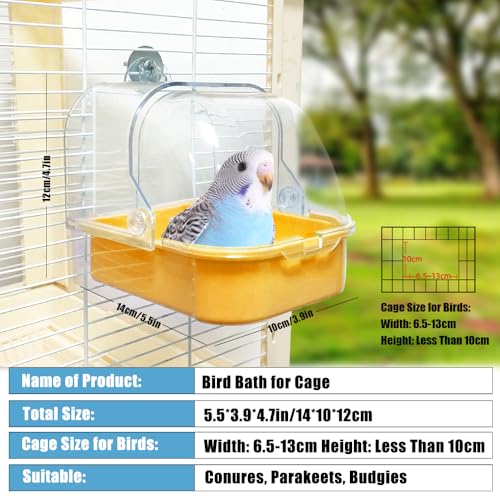Bird Bath for Cage, Cleaning Pet Supplies Cockatiel Bird Bathtub with Hanging Hooks for Little Bird Parrots Spacious Parakeets Portable Shower for Most Birdcage (Beige) - color: white