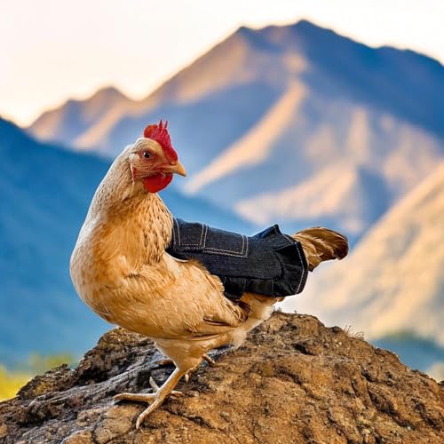 BuleVina 3PCS Chicken Saddle for Hens, Comfortable Denim Aprons Clothes with Adjustable Strap, Poultry Wing Feather Back Protector Reusable Saddle Vest Jacket Keep Hens Warm Care Supplies