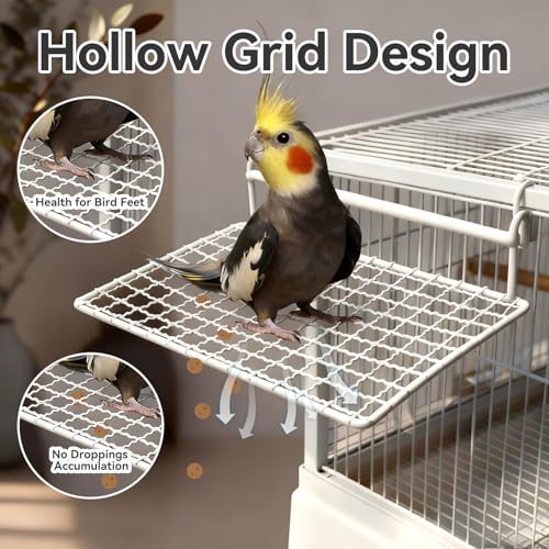 4 Pack Stainless Steel Bird Standing Platform with Cleaning Brush Set, Bird Perches for Cage, Cage Accessories for Budgies, Cockatiels, Lovebirds, Green Cheeks, Small to Medium Birds