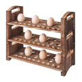 Wooden Egg Holder 3 Layer Fresh Egg Rack Holders Countertop Stackable Quail Egg Sorter Storage Trays Organizer Display Stand Kitchen Rack, Fits Duck, Turkey, Chicken Eggs,up to 36 Eggs, 3 Tier-Brown - size: 3-Tier