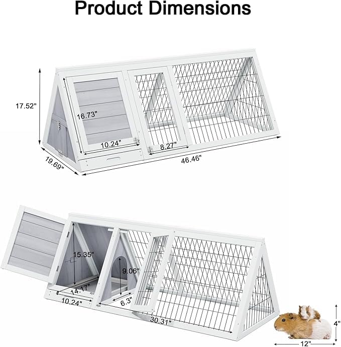 Chicken Coop for 2 Chickens Small Rabbit Hutch Quail Cages Outdoor | Ventilated Wire Mesh, Triangle Design, 3 Access Doors, Portable Playpen Run,Leak-Proof Pull-Out Tray, Fits Ducks, Chicks