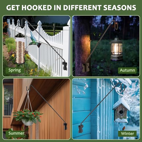 28" Wall Mount Heavy Duty Deck Hook | Powder-Coated Iron Resists Rust | 360° Rotation | Holds 30 Lbs | Ideal for Bird Feeders, Planters, Lanterns & Wind Chimes - size: 28 inches