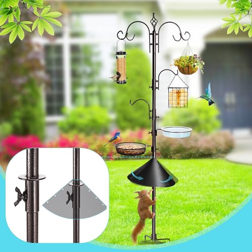 YINGYM 87 Inch Bird Feeding Station Kit with Squirrel Baffle for Outside | Premium Bird Feeder Hanging Kit with Metal Suet, Bird Bath, Baffle Guard for Patio, Lawn and Garden Use - size: 87 Inches with Squirrel Baffle