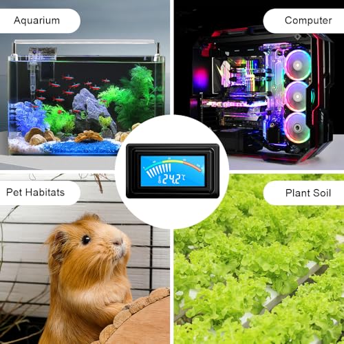 KETOTEK Digital Thermometer Temperature Gauge USB Power Supply with Sensor Probe for Aquarium Vehicle PC Case Incubators Brooders Climb Pet Fahrenheit & Celsius LCD Display - style: USB Interface