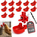 Heavy Duty 12-Pack with Cups Chicken Water Nipples Automatic Chicken Waterer Nipple Horizontal Leak Proof Stable for Poultry Coop Quail Chicks Turkeys Peacocks and Fits 5-Gallon Bucket, PVC Pipes