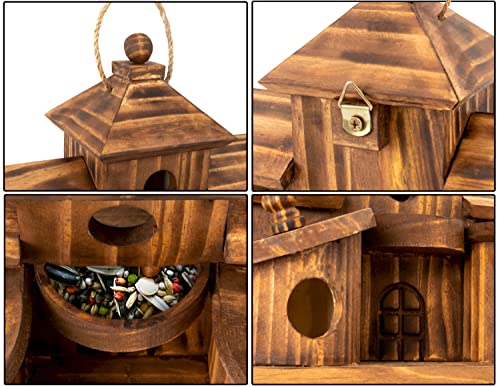 COLEBA Bird Houses for Outside,Outdoor 5 Hole Bird House Room for 5 Bird Families Bluebird Finch Cardinals Hanging Birdhouse for Garden