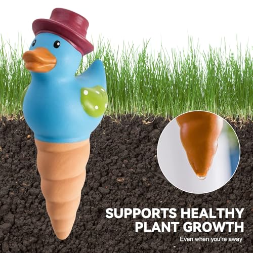 4 Pack Self Watering Globes, Duck-Shaped Automatic Plant Watering Devices with Terracotta Spikes, Slow Release Plant Waterer for Indoor/Outdoor Potted Plants