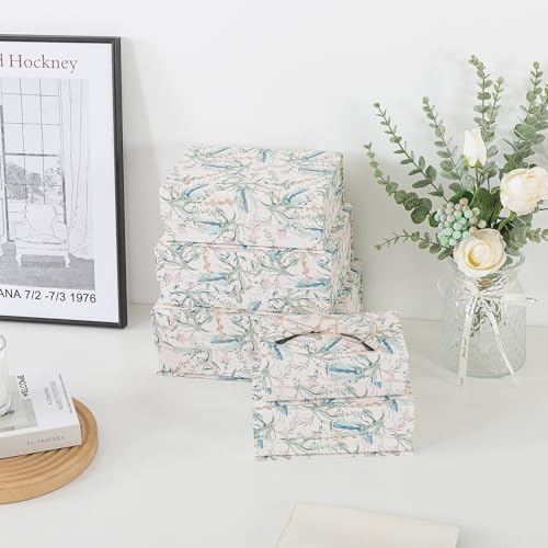 Soul & Lane - Floral Nesting Decorative Boxes with Magnetic Lids, Set of 5 | Cardboard Keepsake Storage Boxes with Magnet Closure, Large Memory and Gift Organizers for Photos and Home Decor - color: Meadow Mist