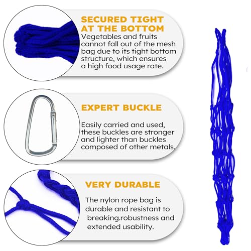 Chicken Vegetable Hanging Feeder 2PCS, Reusable String Bag Net Hanging Feeder for Chickens Ducks Coops Toy, Enrichment Toys, Treat Holder, No Waste Poultry Accessory(Blue) - color: Blue