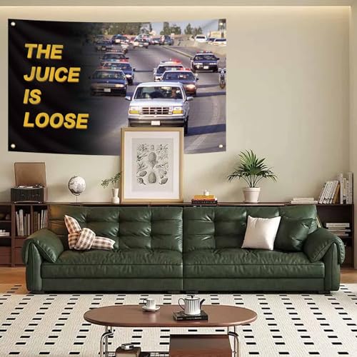 The Juice is Loose Flag Police Chase Scene 3X5 Feet Banner College Dorm | Living Room,Man Cave Frat Wall Outdoor Decor,With 4 Brass Grommets - color: G1