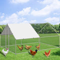 NUGRIART Large Metal Chicken Coop Walk-in Poultry Cage Hen Duck Run House with Waterproof & Anti-UV Cover Galvanized Rabbits Habitat Spire Shaped Cage for Outdoor Yard Farm Use - size: 13.1' L x 9.8' W x 6.56' H