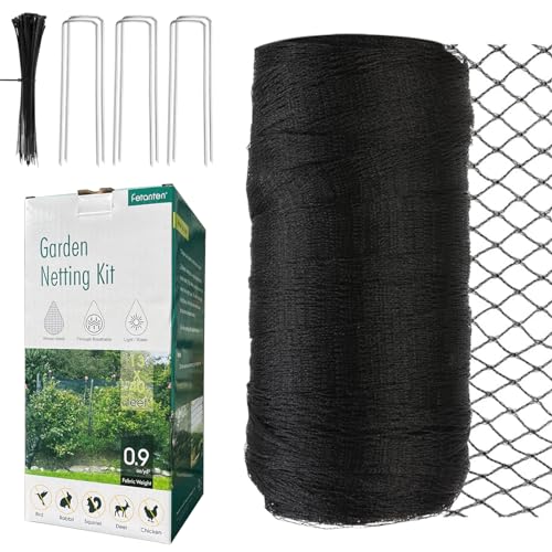 Bird Netting for Garden, Fetanten 13 x 40 FT Netting for Garden Protection | Heavy Duty Woven Bird Mesh Garden Netting for Vegetable Fruit Trees Blueberry Against Deer Chicken Poultry with Ties, Staples - size: 13 x 40FT