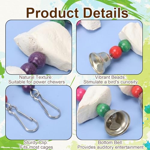 Cuttlebone for Birds, 3 Pack Natural Calcium Supplement and Beak Maintenance Toys, Bird Cage Accessories for Parakeets Small to Medium Pet Birds, Interactive Play and Nutritional Support