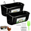 Chicken Feeder Waterer, 2 Pack Hanging Fence Trough, 5 Quart Total Capacity Plastic Feeder with Clips & Screws for Chicken, Duck, Goat, Sheep, Piglet, Dog and Poultry Livestock (Black 2pcs) - color: Black 2pcs