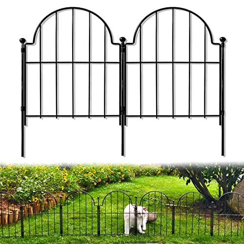 Blingluck Decorative Garden Fence, 17in(H) x 10.8ft(L), with Ground Stake | Arched Rustproof Metal No Dig Garden Fencing Border, Animal Barrier Fence for Rabbit Dog, Outdoor Edging for Yard Flower Bed - color: Black, size: 17 in(H)