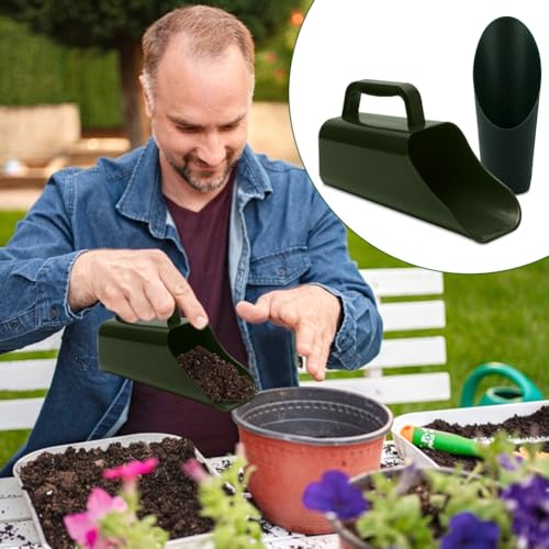 Garden Soil Scoop, 2-in-1 Multi-Function Plastic Spoon Soil Shovel Wear Resistant Digging Tool Cultivation Potting Scoop with Mini Scoop for Digging Up or Transporting