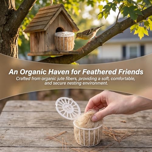 2-Pack Natural Jute Bird Nesting Material for Parakeets Canaries Finches Soft Comfortable Bird Bedding Cage Accessory for Breeding and Rest