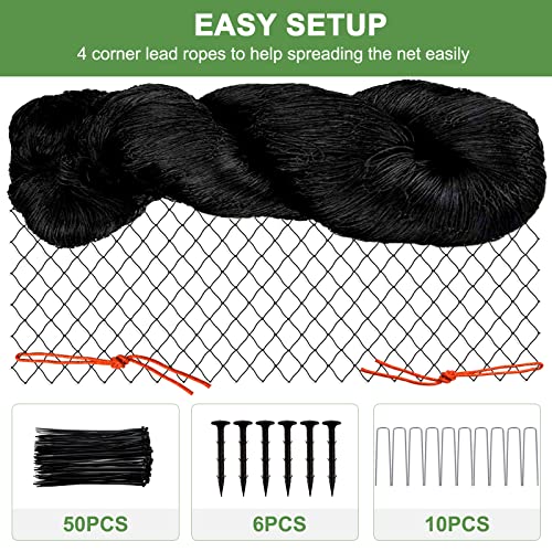 Bird Netting 25'x25'with 3/4" Square Mesh, Poultry Netting for Chicken Coop | Heavy Duty Nylon Garden Netting, Hawk Net for Chicken Run, Deer Fence Fruit Tree Netting for Orchard Against Birds, Squirrels - size: 3/4", 25' x 25'