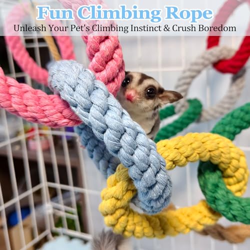 Sugar Glider Climbing Rope Toys Rat Cage Hanging Toys Small Animal Climbing Rings Cage Accessories for Flying Squirrel Sugar Glider Hamster Parrots - size: 4 Pcs