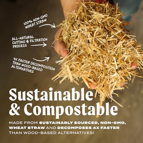 HealthiStraw FarmStraw Coarse Cut 3 cu ft (25lb) Expands up to 10+ cu ft – All-Natural, Wheat Straw Chicken Bedding for Clean, Dry, Odor-Free Coops, Dust-Free, Insulative, Absorbent – Sustainable