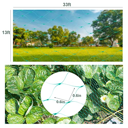 Unves Garden Netting, 13 x 33 FT Heavy Duty Bird Net, Green | Fruit Tree Net Covers for Seedlings Plants, Vegetables Protection - color: Green, size: 13 x 33 Ft