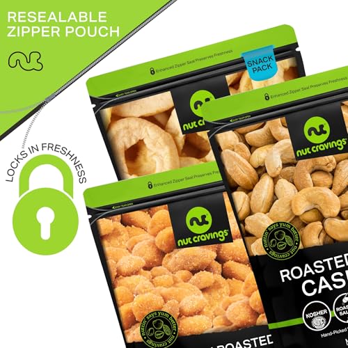 NUT CRAVINGS - Dried Fruit & Mixed Nuts Basket (6 Assortments of 4 oz) | in Green Box Food Arrangement 1.5 lb, Healthy Snack Care Package, Kosher - style: Variety Bags (6 Assortment)
