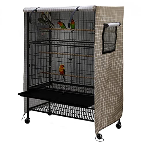 Ymiko Birdcage Cover Universal Windproof Cage Cover with Side Window Light Blocking for Large Bird Cages Hamster Cages Cat Cages Dog Cages (Brown) - color: Brown