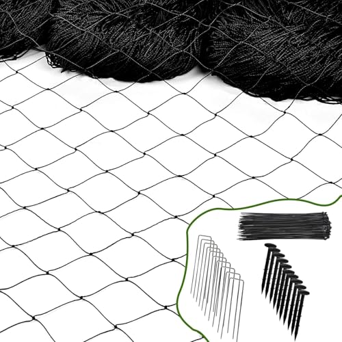 CITOOTY Bird Netting for Chicken Coop Run, 25x50 Ft Heavy Duty Poultry Netting with 2.4" Mesh, UV Resistant Black Net Garden Netting for Fruit Trees, Vegetable Plants, and Yard Protection - size: 2.4", 25' x 50'