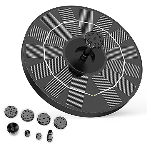 AISITIN 3.5W Solar Bird Bath Fountain Pump with 6 Nozzles & 4 Fixer | Solar Powered Water Fountain Pump for Garden, Ponds, Pool, Fish Tank, Aquarium and Outdoor, Black