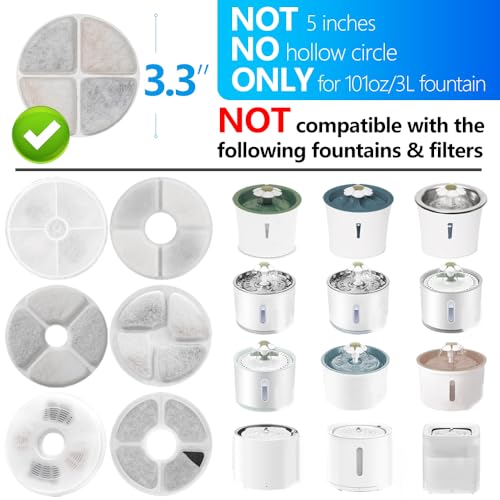 12 Pack Cat Water Fountain Filters | Pet Fountain Filters Replacement, Pet Filters for Cat Water Fountain, Dog Water Bowl Dispenser Filter