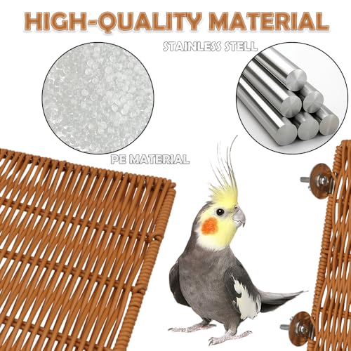 Title: Bird Perch Platform Small Animals Perch Stand Rectangle Breathable Cage Accessory for Cockatiel Parrot (Brown)
