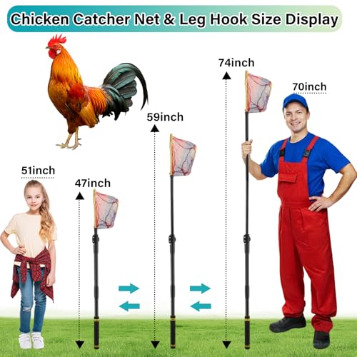 Chicken Catcher Net,37 to 64in Chicken Catcher Leg Hook Extra Long Handle Animal Catcher Pole Heavy Duty with Frosted Tube Extension Pole Poultry Hook Fowl Catcher (Black, 64in) - color: Black, size: 64in