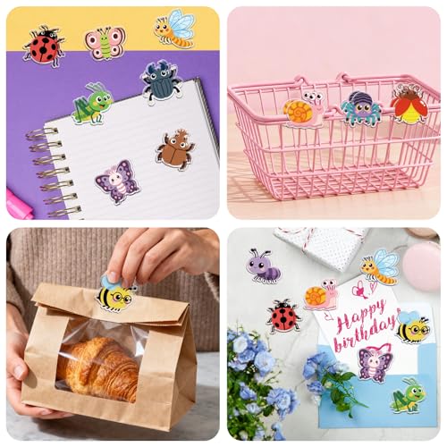 MAYJOYDIY 24Pcs 12 Styles Butterfly Bee Ladybug Acrylic Chip Clips Grasshopper Dragonfly Snail Bag Sealer Sealing Closures Cute Spider Ant Beetle Bag Clips for Food Storage Airtight Seal Grip - style: Insects