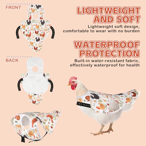 Esmorah Chicken Saddle for Hens, Large Breathable Anti-Pecking Hen Saddle | Chicken Aprons with Extended Shoulders, Wing & Tail Coverage Protection - Adjustable Straps for Feather Regrowth - color: Orange,Black,White