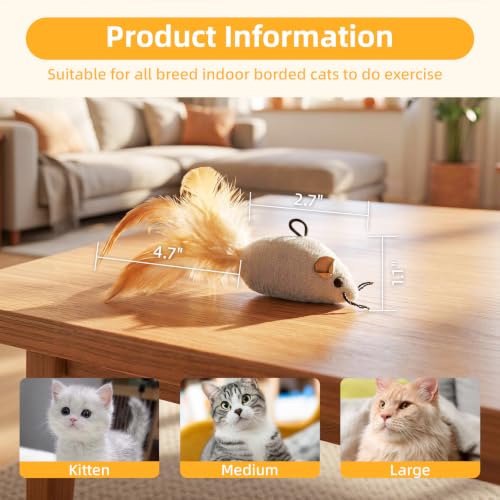 Tocirelo Hanging Cat Mouse Toy, Interactive Motion Activated Squeaky Mice | 3Pack Cat Toys with Catnip, Feathers for Indoor Cats Self Play, Kitten Kicker Door Frame Toy for Reducing Boredom and Hunting - style: Mice Cat Toy