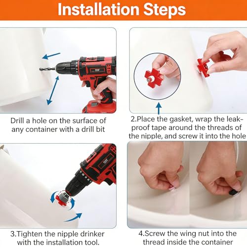 15 pcs Chicken Waterer Nipples with Drill Bits,Horizontal Automatic Chicken Waterer,Leakproof Poultry Watering System for Chicken Coop