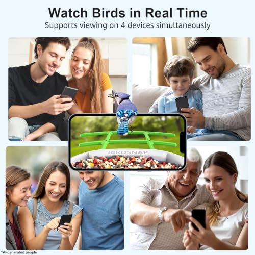birdsnap® PAV Bird Feeder with Camera Solar Powered 2K Live Video 64GB Card | AI Bird Species Identification, Instant Arrival Alerts, IP65 Waterproof, Wild Bird Feeders for Outdoors, Gift for Bird Lovers - color: Green