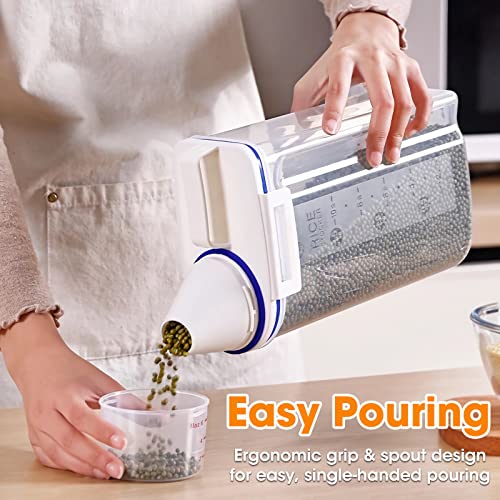 TBMax Rice Container 4 Lbs / 2 Kg Rice Dispenser with Measuring Cup, BPA-Free Plastic Kitchen Pantry Food Storage Holder for Oatmeal Flour Grain, Small Pet Cat Dog Food Container - color: Blue