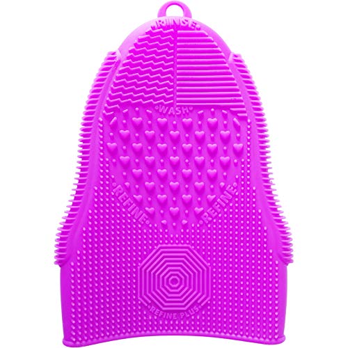 Makeup Brush Cleaner Glove Mat Mitt Silicone Cosmetic Cleaning Scrubber Tool Face Brushes and Eye Brush Washing Pad Light Purple - color: Light Purple
