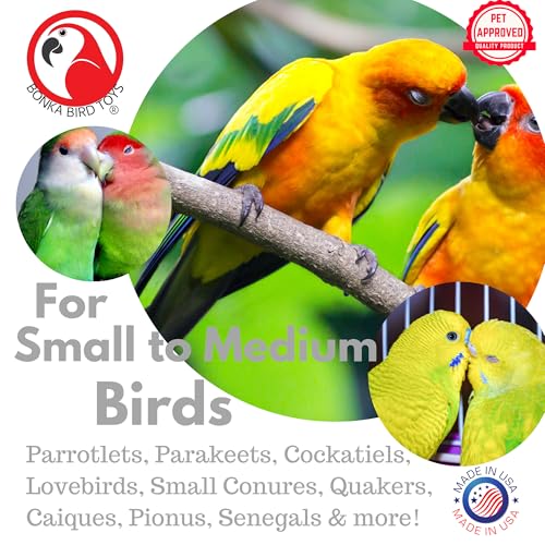 Bonka Bird Toys 1925N Natural Cake Bird Toy – 7" Tall, Lightweight, Bird-Safe Sola Plant Ball Core with Shreddable Cupcake Cups & Wooden Beads – Ideal for Finches, Parakeets, Lovebirds & Small Birds