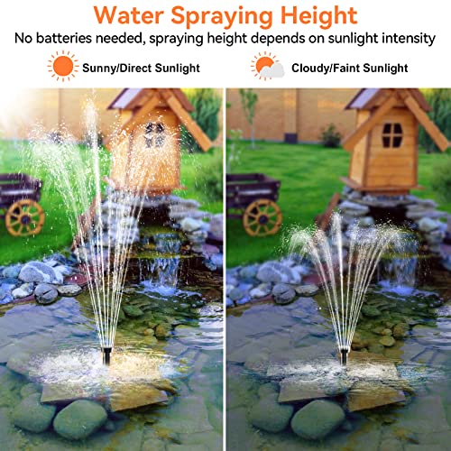 Solar Fountain Pump 35 Watt, 480GPH Solar Water Pond Pump with PVC Tubing 4 Spray Heads 16.5ft Cable Length for Garden Pond Fountain Waterfall Hydroponics Pool - size: 35W