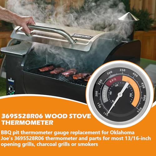 3695528R06 Grill Thermometer Fit for Oklahoma Joe's Smoker | 2 Pack Temperature Gauge BBQ Thermometer Gauge for Smoker Oven and Charcoal Gas Grills, 13/16-inch Accessories - size: 1 Pack