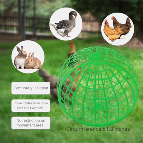 3 PCS 19.6" Movable Ball-Shaped Animals & Poultry Cages,Pet Safe Walking Net, Farm Courtyard Outdoor Accessible Rolling Rabbit Duck Hutch Chicken Coop,Preventing Dog Bites Trampled by Horse - color: Green(3 PCS)