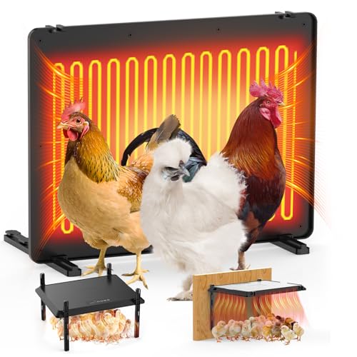 Chicken Coop Heater, 12 * 16inch Large Brooder Heater Plate for Chicks, Adjustable Height Brooder Warmer for 30-40 Baby Chicks, 5 Level Temp Adjustable Heating Plate, 75 Watt, Energy-Efficient & Safe