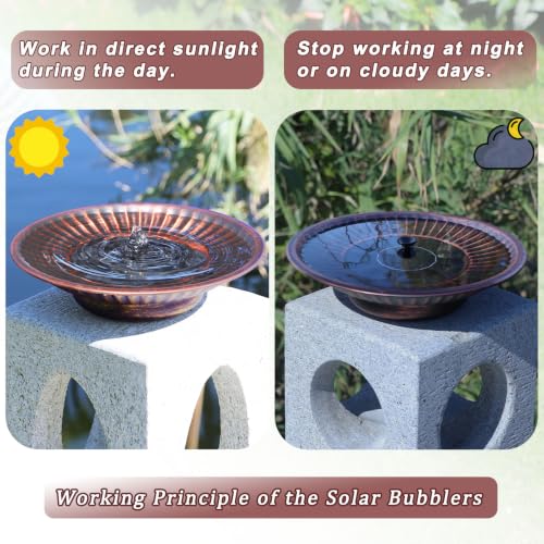 12.3" Solar Bird Bath Bowl,Bird Bath Fountain,Bird Bath for Outside(Copper) | Metal Bird Bath with Solar Fountains,Solar Bird Bath Bubbler for Garden Patio Decor - color: Copper-a