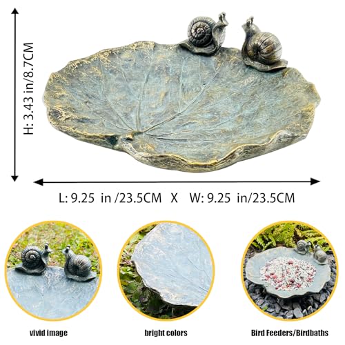 Bird Baths for Outdoors, Resin Birdbath Bowl with Snail Accents, Antique Outdoor Garden Bird Feeder for Outside Yard Lawn or Table Decor - color: Snail Bird Feeder