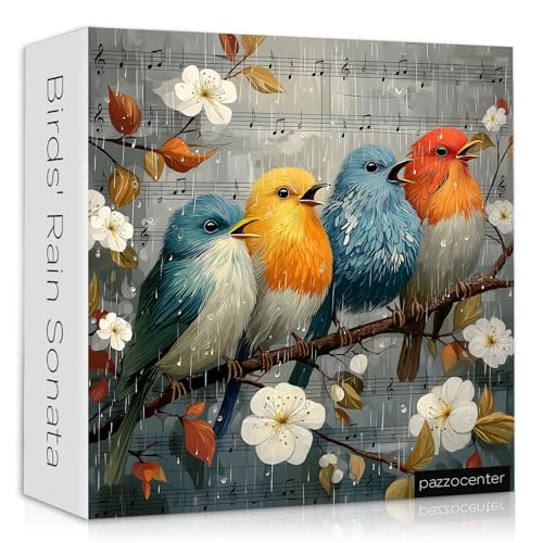 Bird Puzzles for Adults 1000 Pieces, Nature Puzzle with Flowers, Songbirds on Tree Branch Scene Landscape Jigsaw Puzzles, Challenging Puzzles for Adults