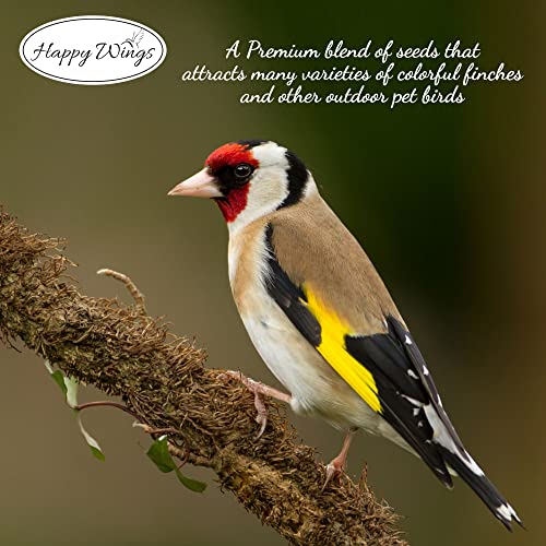 Happy Wings Finch Blend Bird Food - Mix of Sunflower Hearts/Kernels and Nyjer, 5 Pounds - No Grow Seed - For Wild Birds - size: 5 Pound (Pack of 1)